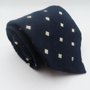 Bottega Veneta Silk Wool Tie Blue White Polka Dot 4" Wide 57" Long Italy